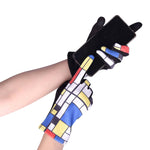 Fine Art Mondrian Composition Ii With Red, Blue, And Yellow Texting Gloves