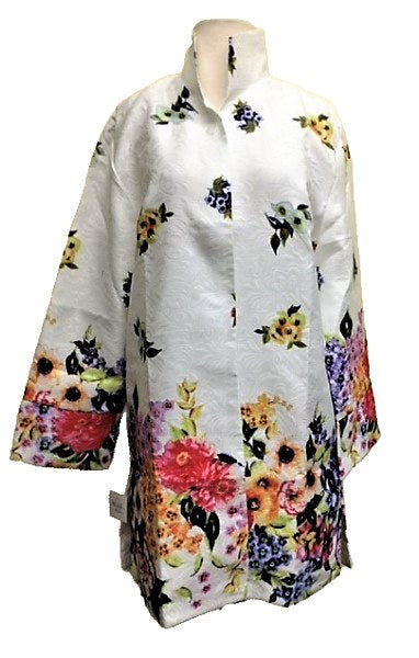 Grace Chuang Jacket  JA 1417-1275 Long Multi Floral hem print