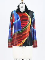 DAMEE NYC MULTI COLOR ABSTRACT HOLOGRAPHIC MESH TWIN SET 31371