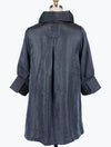 DAMEE NYC PEWTER LONG SWING JACKET WITH POCKETS 200