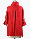 DAMEE NYC ROSE RED LONG SWING JACKET WITH POCKETS 200