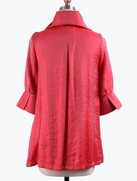 DAMEE NYC RED LONG SWING JACKET WITH POCKETS 200