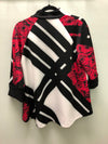Ribkoff asymmetric jacket with rose and black stripe print, Sizes 8, 10