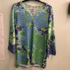 Whimsey Rose top lime green/blue
