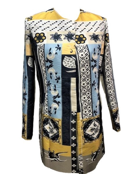 Grace Chuang Jacket JB 1525 Long round neckline paisley print
