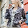 Clara Sun Woo Liquid Leather™ Double Zip Pocket Jacket JKZ - Charcoal Cheetah