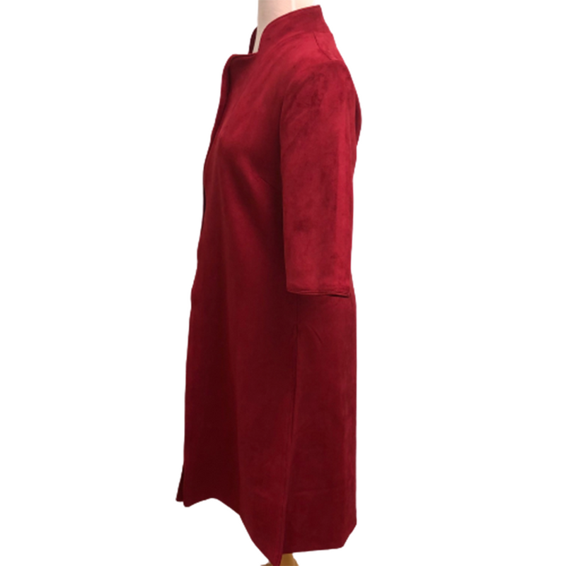 Jayley Suede Long Coat Red