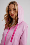 Nikki Jones Hi-Lo Hooded Jacket in soft luster sheen w/pocket inserts K5451RN-335 Spring 2023