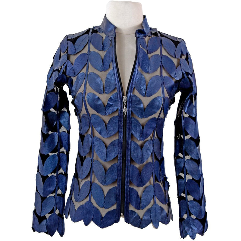 Belgin Francis Classic Leaf Design Leather Jacket - BLUE