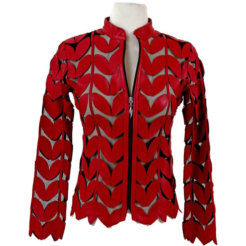 Belgin Francis Classic Leaf Design Leather Jacket - RED