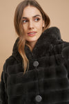 Nikki Jones Reversible faux fur Lola coat K4129RF-164 Royal Palm/Black