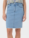 Renuar 5 Pocket Jean Skirt with Frayed Hem Style R2532D*