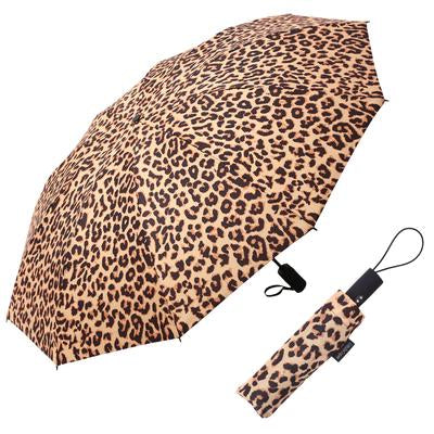 Raincaper Folding Travel Umbrella - Leopard Pattern