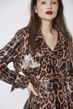 LEOPARD PRINT SNAKE EFFECT TRENCH COAT SUACT45A -