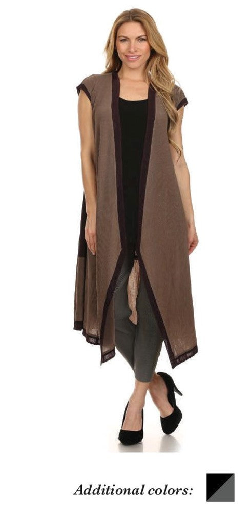 VANITE COUTURE PLEATED LONG FLARED VEST 81109
