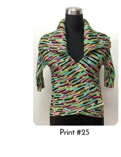 VANITE COUTURE PLEATED SHINY WRAP TOP BBT-17 - PRINT 25