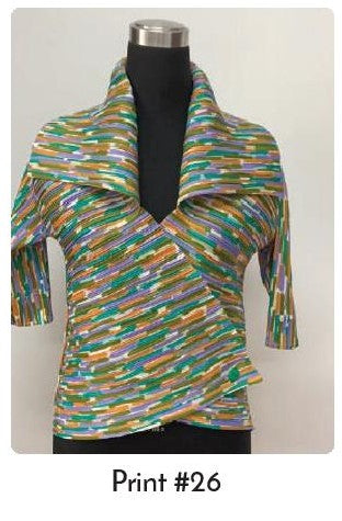 VANITE COUTURE PLEATED SHINY WRAP TOP BBT-17 - PRINT 26
