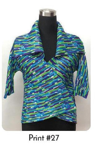 VANITE COUTURE PLEATED SHINY WRAP TOP BBT-17 - PRINT 27