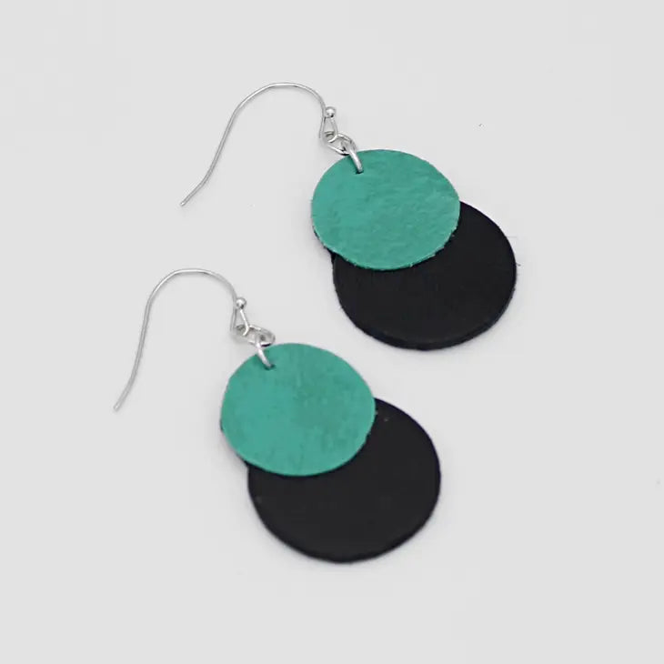 Sylca Teal Paris Leather Earrings LS23E10 TEAL