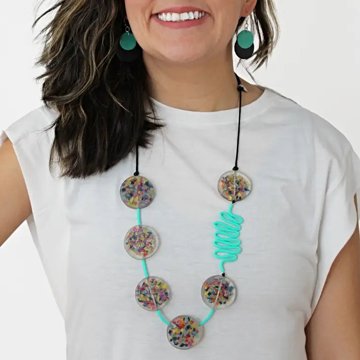 Sylca Aqua Confetti Statement Necklace SD23N13 AQUA