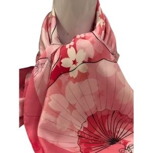 Blancho Deep Pink Lovely BOW & Heart & Blosom Design Romantic Comfy Silk  Scar