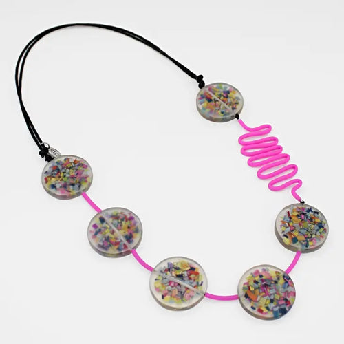 Sylca Pink Confetti Statement Necklace SD23N13 PINK