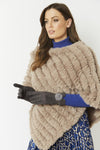Faux Suede Gloves With Faux Fur Pom- GREY
