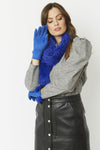 Faux Suede Gloves With Faux Fur Pom- COBALT BLUE