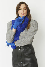 Faux Suede Gloves With Faux Fur Pom- COBALT BLUE