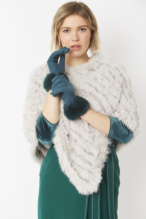 Jayley Faux Suede Gloves with Fur Trim