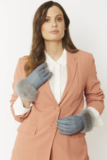 Leather and Coney Fur Gloves Product Code: GLVF8A-D03 Arctic Grey