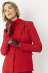 Jayley Leather Gloves with Mink Bobble- BERRY