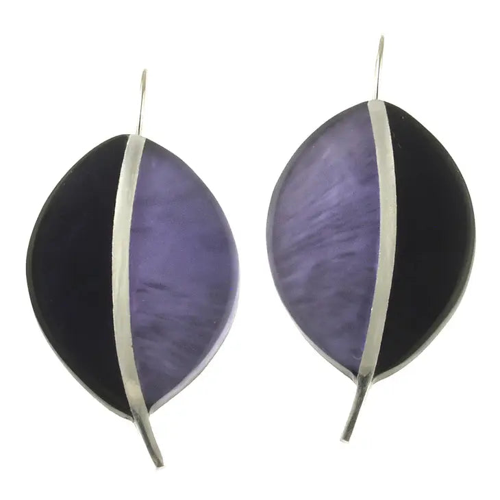 Origin Two Tone Leaf Earrings Purple