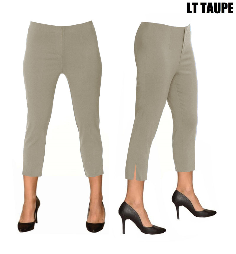 Lior Sidney Taupe Pull Up Stretch Cropped Pant