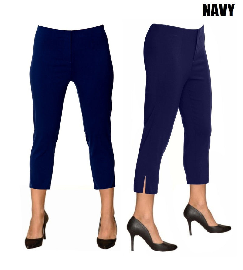 Lior Sidney Navy Pull Up Stretch Cropped Pant