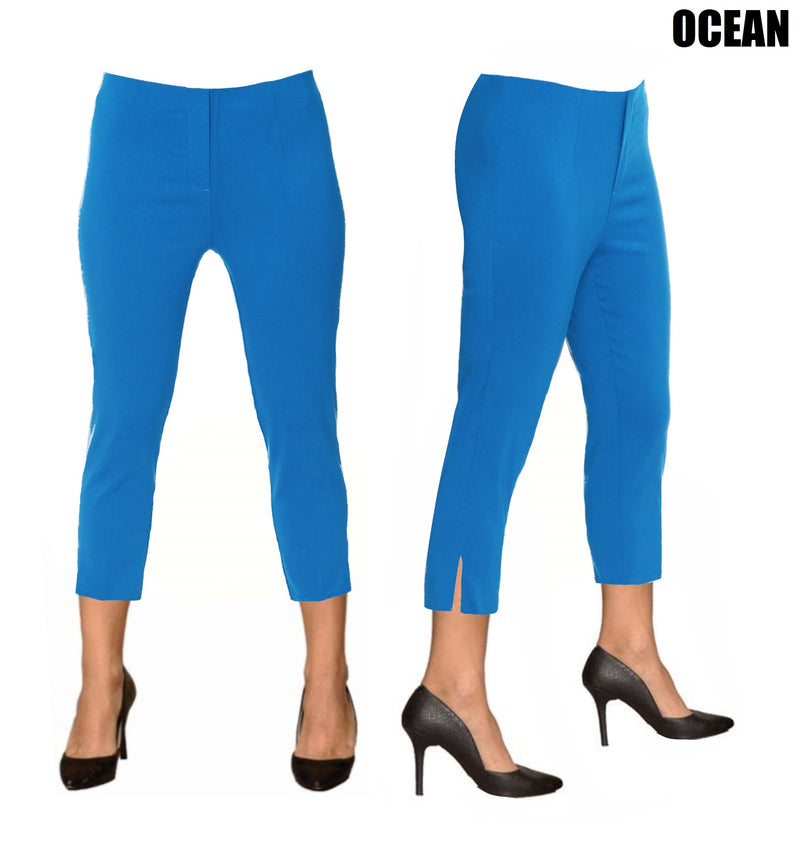 Lior Sidney Blue Pull Up Stretch Cropped Pant - Ocean