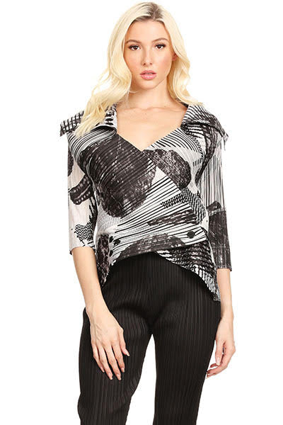 VANITE COUTURE PLEATED SHINY WRAP TOP BBT-17 - PRINT 11