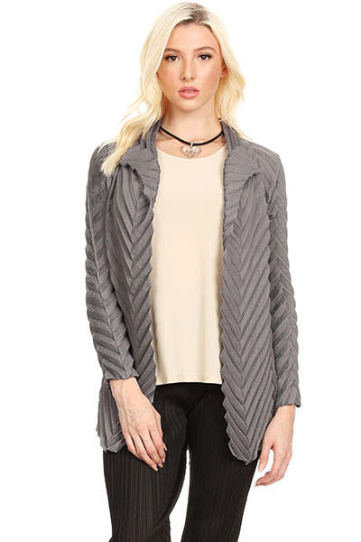 Vanite Couture Gray Pleated Open Jacket O/S AD2174